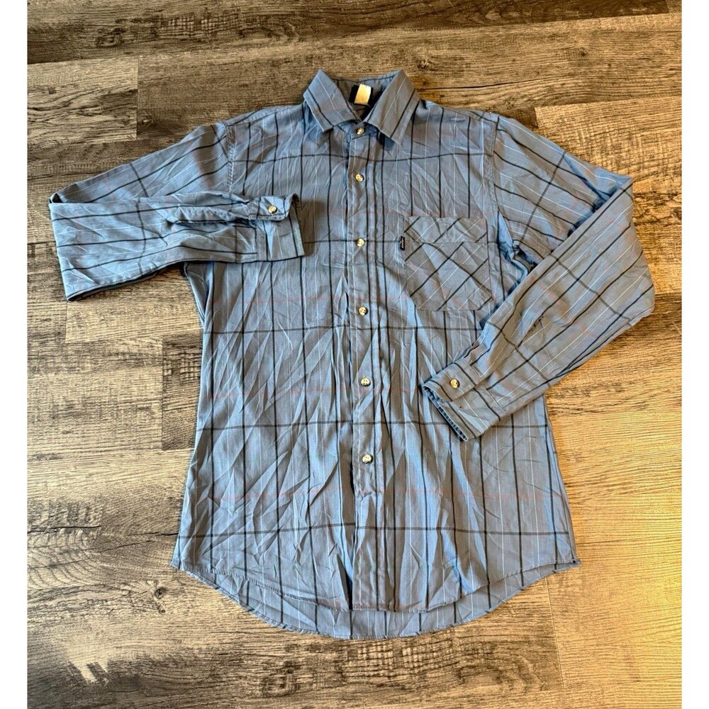 Vintage Levis Plaid Button Up Shirt Mens Small Blue 80s 90s Dark Blue Tab